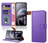 iCatchy for Motorola G67 / G77 Case [RFID Blocking] Premium PU Leather Wallet Flip Cover with 4 Card Slots,Kickstand and Magnetic Closure - Shockproof Protective Case Moto G77 / G67 (Lilac)