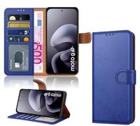 iCatchy for Motorola G67 / G77 Case [RFID Blocking] Premium PU Leather Wallet Flip Cover with 4 Card Slots,Kickstand and Magnetic Closure - Shockproof Protective Case Moto G77 / G67 (Blue)