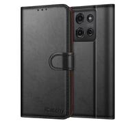 iCatchy for Motorola G75 5G Case Leather Magnetic wallet Flip Cover Card Holder Kickstand Feature Full Protection Shockproof Phone Cover compatible with Moto G75 5G (Black)