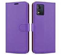 iCatchy for Motorola Moto E13 Case Leather Wallet Book Flip Folio Stand View Cover with Card Slots and Kickstand for Motorola Moto E13 Phone Cover (Lilac)