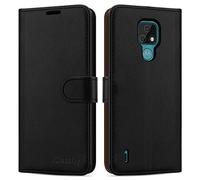 iCatchy For Motorola Moto E7 (2020) Case Leather Wallet Book Flip Folio Stand View Cover with Card Slots Compatible with Motorola Moto E7 (6.5'') Phone Cover (Black)