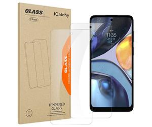iCatchy For Motorola Moto G22 Screen Protector Premium Tempered Glass Film Protection Clear Bubble Anti-Scratch 2-Pack