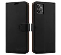 iCatchy for Motorola Moto G32 Case Leather Wallet Book Flip Folio Kickstand View Card Slots Full Protection Cover for Moto G32 Phone (Black)