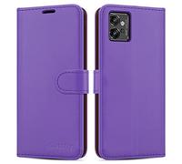 iCatchy for Motorola Moto G32 Case Leather Wallet Book Flip Folio Kickstand View Card Slots Full Protection Cover for Moto G32 Phone (Lilac)