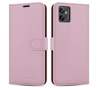 iCatchy for Motorola Moto G32 Case Leather Wallet Book Flip Folio Kickstand View Card Slots Full Protection Cover for Moto G32 Phone (Rose Gold)