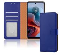 iCatchy for Motorola Moto G34 Case Leather Wallet Book Flip Folio Stand View Magnetic Protect RFID Blocking Cover Compatible with Motorola G34 5G Phone (Blue)