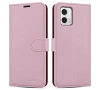 iCatchy for Motorola Moto G73 5G Case Leather Wallet Book Flip Folio Stand View Cover with Card Slots and Kickstand for Motorola G73 Phone Cover (Rose Gold)