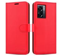 iCatchy for Oppo A77 5G Case Leather Wallet Book Flip Folio Stand View Cover with Card Slots and Kickstand for Oppo A77 5G Phone (Red)