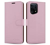 iCatchy for OPPO Find X5 5G Case Leather Wallet Book Flip Folio Stand View Cover Magnetic Closure with Card Slots and Kickstand Cover Compatible with OPPO Find X5 5G Phone (Rose Gold)