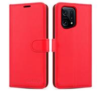 iCatchy for OPPO Find X5 5G Case Leather Wallet Book Flip Folio Stand View Cover Magnetic Closure with Card Slots and Kickstand Cover Compatible with OPPO Find X5 5G Phone (Red)