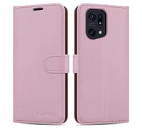 iCatchy for OPPO Find X5 Pro 5G Case Leather Wallet Book Flip Folio Stand View Cover Magnetic Closure with Card Slots and Kickstand Cover Compatible with OPPO Find X5 Pro 5G Phone (Rose Gold)