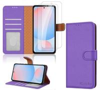 iCatchy for Samsung A56 5G Case with 2x Screen Protector Leather Magnetic Flip Cover Card Holder Kickstand Feature Full Protection Phone Cover Compatible with Galaxy A56 (Lilac)