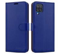 iCatchy For Samsung Galaxy A12 Case Leather Wallet Book Flip Folio Stand View Cover with Card Slots Compatible with Galaxy A12 5G (6.5'') (Blue)