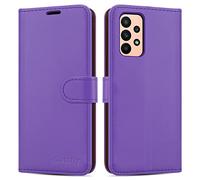 iCatchy for Samsung Galaxy A23 Case Leather Wallet Book Flip Folio Stand View Cover with Card Slots and Kickstand for Samsung Galaxy A23 5G Phone Cover (Lilac)