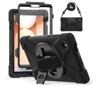 iCatchy for Samsung Galaxy Tab A11 Case [8.7 Inch] SM-X133/SM-X135 Heavy Duty Rugged Shockproof Cover Built-in Screen Protector with Hand Strap 360 Degree Rotating Stand for Samsung Tab A11 (Black)