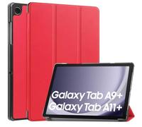 iCatchy for Samsung Galaxy Tab A11 Plus Case 11 Inch 2025, iCatchy Leather Stand Cover Galaxy Tab A11 Plus Samsung A11 Tablet Case, SM-X310 SM-X315 SM-X236 5G, Translucent Hard Shell Back, Red
