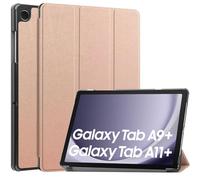 iCatchy for Samsung Galaxy Tab A11 Plus Case 11 Inch 2025, iCatchy Leather Stand Cover Galaxy Tab A11 Plus Samsung A11 Tablet Case, SM-X310 SM-X315 SM-X236 5G, Translucent Hard Shell Back, Rose Gold