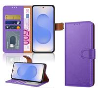 iCatchy for Samsung S25 Case Leather Magnetic wallet Flip Cover Card Holder Kickstand Feature Full Protection Shockproof Phone Cover compatible with Galaxy S25 5G (Lilac)