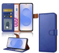 iCatchy for Samsung S25 Case Leather Magnetic wallet Flip Cover Card Holder Kickstand Feature Full Protection Shockproof Phone Cover compatible with Galaxy S25 5G (Blue)