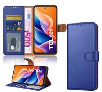 iCatchy for TCL 605 Case with 3 Card Slots Leather Wallet Flip Book RFID Blocking Magnetic Closure Kickstand Shockproof Protective Phone Cover compatible with TCL 605 (Blue)