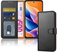 iCatchy for TCL 605 Case with 3 Card Slots Leather Wallet Flip Book RFID Blocking Magnetic Closure Kickstand Shockproof Protective Phone Cover compatible with TCL 605 (Black)