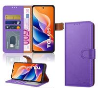 iCatchy for TCL 605 Case with 3 Card Slots Leather Wallet Flip Book RFID Blocking Magnetic Closure Kickstand Shockproof Protective Phone Cover compatible with TCL 605 (Lilac)