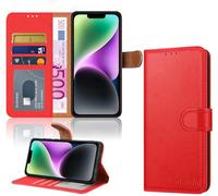 iCatchy iPhone 14 Case 6.1-Inch, Leather Wallet Book Stand view Magnetic Protect RFID Blocking Flip Cover Compatible with iPhone 14 (Red)