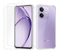 iCatchy Phone Case for Oppo A40 4G/A60 5G, Clear TPU Protection with 2 Screen Protectors, Shockproof Corners