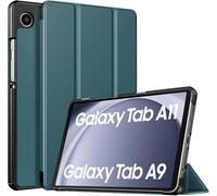 iCatchy Samsung Galaxy Tab A11 / Tab A9 8.7 Inch Case, PU Leather Smart Flip Cover Two View Angle with Translucent Hard Shell Back (Green)