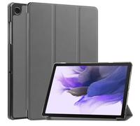 iCatchy Samsung Galaxy Tab A11 / Tab A9 8.7 Inch Case, PU Leather Smart Flip Cover Two View Angle with Translucent Hard Shell Back (Grey)