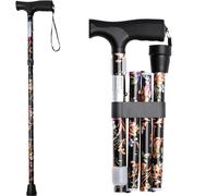 iCatchy Walking Flexible Stick, Easy Adjustable Height Folding Extendable Walking Aid Mobility Aid Collapsible Walking Stick for Unisex UKCA Approved (Black Flower)