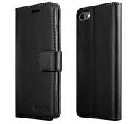 iCatchy Wallet Case for iPhone SE 2022/2020, iPhone 7/8, Flip Leather Folio Cover with Card Holder Kickstand Magnetic Closure Shockproof Protective Case 4.7 inch (Black)