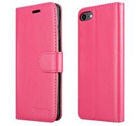 iCatchy Wallet Case for iPhone SE 2022/2020, iPhone 7/8, Flip Leather Folio Cover with Card Holder Kickstand Magnetic Closure Shockproof Protective Case 4.7 inch (Pink)