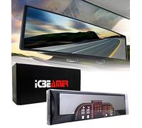 ICBEAMER 15.8" 400mm Easy Clip on Universal Fit Wide Angle Panoramic Auto Interior Rearview Mirror Flat Clear Surface