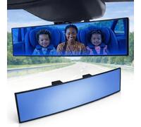 ICBEAMER 9.4" 240mm Easy Clip on Universal Fit Wide Angle Panoramic Auto Interior Rearview Mirror "Flat Blue Surface"