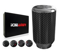 ICBEAMER Silver Aluminum w/Carbon Fiber 3.25" Shift Knob, Tall Fit Automatic and 4, 5 and 6 Speed Manual Transmission Vehicles, Interior Car Gear Lever Stick Shift Handle Automotive Replacement Part