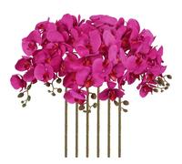 ICBOX 38 Inch 6 PCS Orchids Artificial Flowers Pink Fake Orchids Velvet Silk Orchids Faux Orchid Flowers Long Stem Artificial Flowers for Tall Vase for Home Wedding Decoration(Dark Pink)