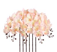 ICBOX 41.34" Orchid Artificial Flowers 6PCS Velvet Silk Faux Orchids Long Stem Artificial Flowers for Tall Vase for Home Wedding Party Decoration(Peach)