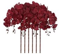 ICBOX 41in Orchids Artificial Flowers Faux Orchid 6PCS Velvet Silk Orchids That Look Real Long Stem Artificial Flowers for Tall Vase for Home Wedding Party Fall Décor (Burgundy)