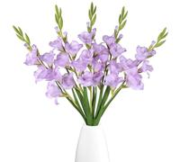 ICBOX 5 PCS Gladiolus Artificial Flowers 35.82 in Purple Gladiolus Flowers Silk Long Artificial Flowers for Wedding Party Baby Shower Centerpieces Bridal Bouquet Decor(Purple)