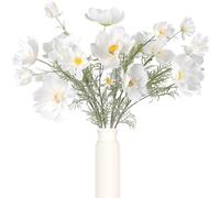 ICBOX 6PCS White Cosmos Artificial Flowers 30'' Long Stem Fake Daisy Silk Flower Arrangements for Tall Vases, Faux Wild Flowers for Indoor Wedding Table Centerpieces Kitchen Party Home Decor (White)