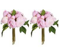 ICBOX Pink Peonies Silk Flowers 2 Bouquets Pink Fake Peonies 14 Heads Faux Peony Flowers with Stems for Wedding Decoration Bride Bouquet Faux Flowers Crafts Floral Arrangement (Multi-Pink)
