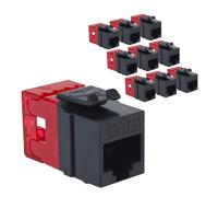 ICC CAT6 RJ45 Keystone Jack, Slim 180 Degree Punch Down, Black, 10-Pack | Low-profile fit, UL Listed, PoE++ support, TAA compliant, wall plate or patch panel fit, JackEasy termination tool compatible