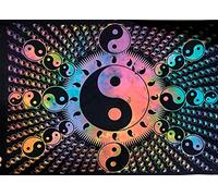 ICC Poster Wall Hanging Tapestries Tapestry Bohemian Decoration Psychedelic Hippie Large Vintage Gift Wall Hanging Dorm Decor Blanket Hippy Rasta Reggie Collage Mat Decoration (Black)