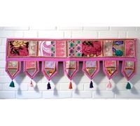ICC valances for windows Toran Cotton Vintage Patchwork Door Hanging Valance Window Hand Embroidered Bohemian Decor Living Room Wall bedroom living room Home Handmade Decorations Pink 42 Inches