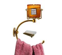 ICCTUO Antique Hand Towel Holder for Bathroom Wall, Towel Hook with Wall Candle Holder, Elegent Vintage Towel Ring, Sturdy Towel Rack Wall Mounted Hanger for Bathroom, Kitchen, Entryway