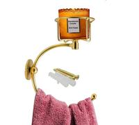 ICCTUO Gold Hand Towel Holder for Bathroom Wall, Towel Hook with Wall Candle Holder,Elegent Towel Ring Rose Gold, Sturdy Towel Rack Wall Mounted Hanger for Bathroom