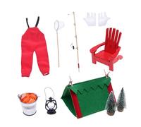ICDKOYK Comprehensive Doll Fishing Accessories Set With Elf Clothing And Camping Gear Creative Play Times Two Christmas Trees Fishing Outfit Camping Accessories For Dollhouse