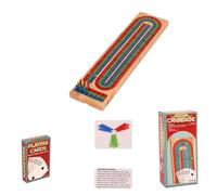 ICDKOYK Foldable Cribbage Set Enjoyable Entertainment For Parties And Game Nights Cribbage Board Game Set Solid Wooden Board 9 Pegs Full Deck Playing Cards Foldable 3 Lane
