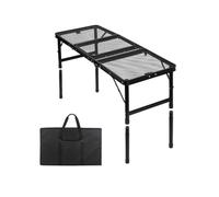 ICDKOYK Folding Grill Table Adjustable Height Portable Metal Outdoor Furniture Camping BBQs and Beach Days Ensuring Long Service Life. Mesh Tabletop Metal Table Lightweight Storage Bag